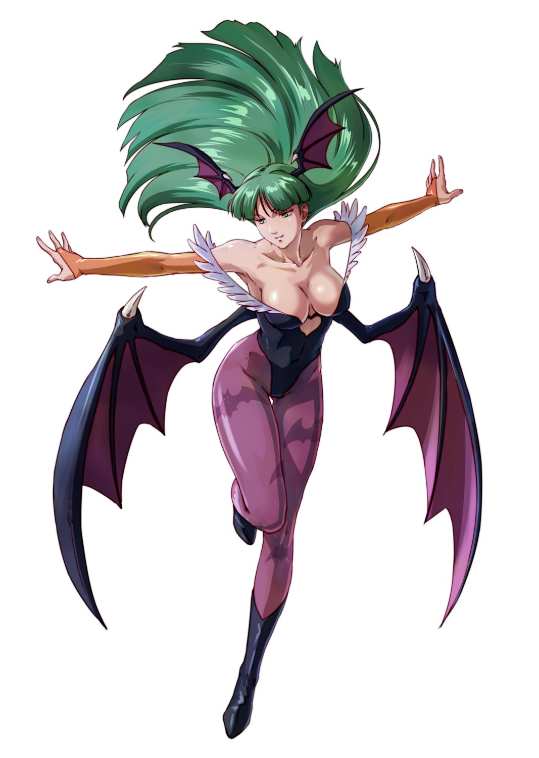 cleavage dark_stalkers leotard morrigan_aensland no_bra pantyhose project_x_zone wings