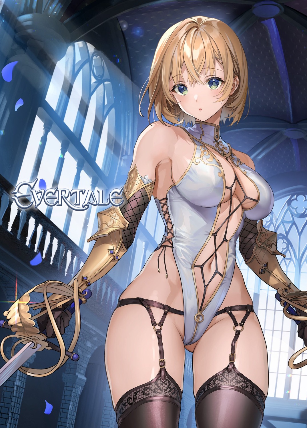 armor evertale fishnets sage_joh see_through stockings sword thighhighs