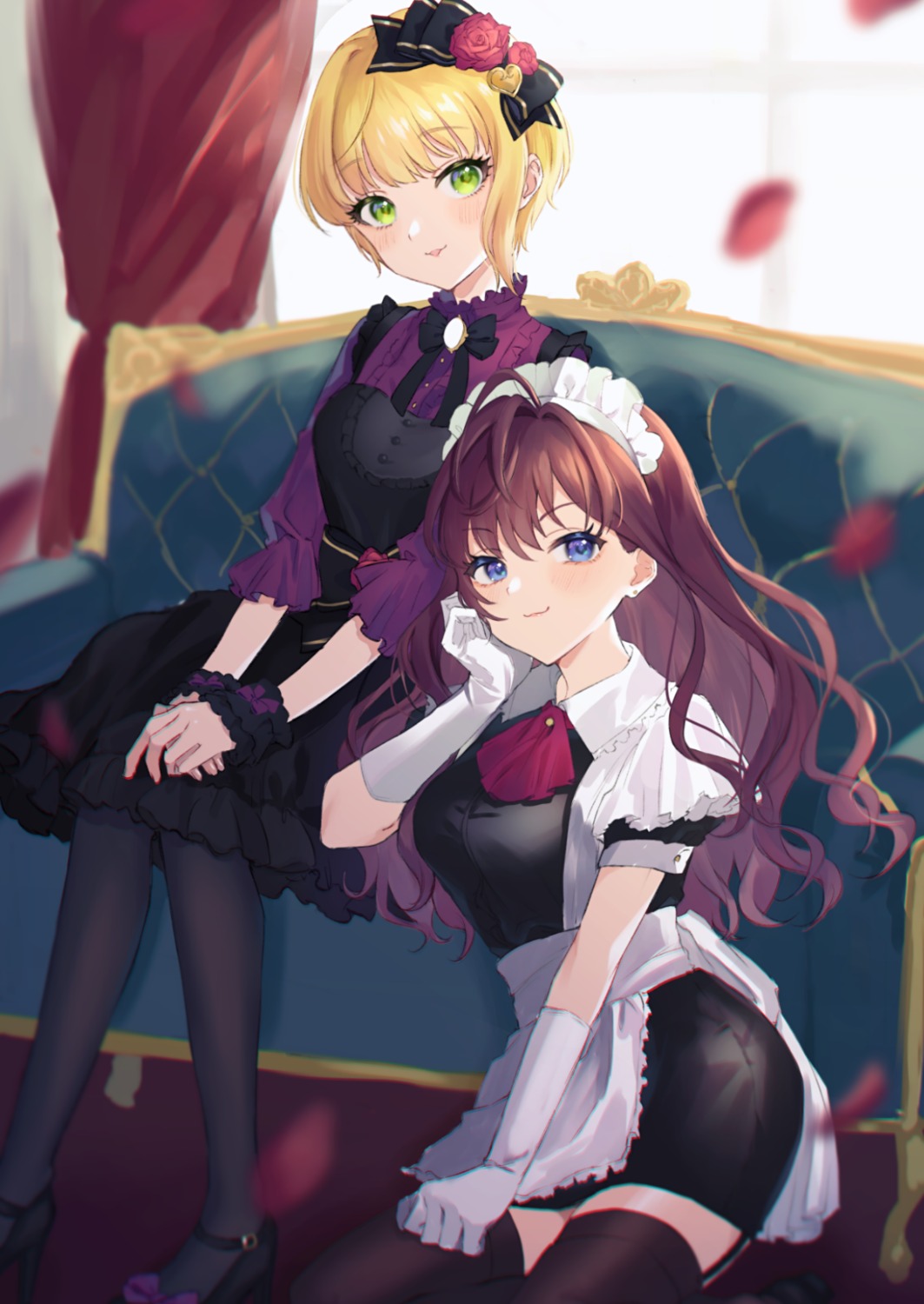 anoa gothic_lolita heels ichinose_shiki lolita_fashion maid miyamoto_frederica stockings the_idolm@ster the_idolm@ster_cinderella_girls thighhighs