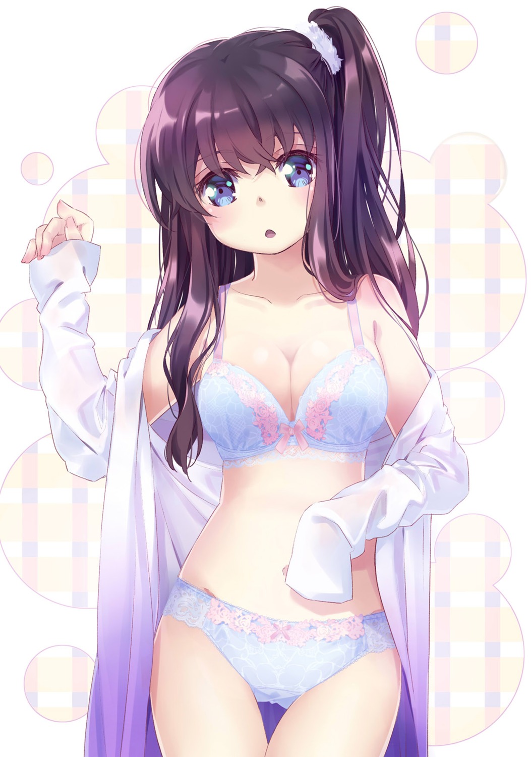 54hao bra cleavage open_shirt pantsu see_through