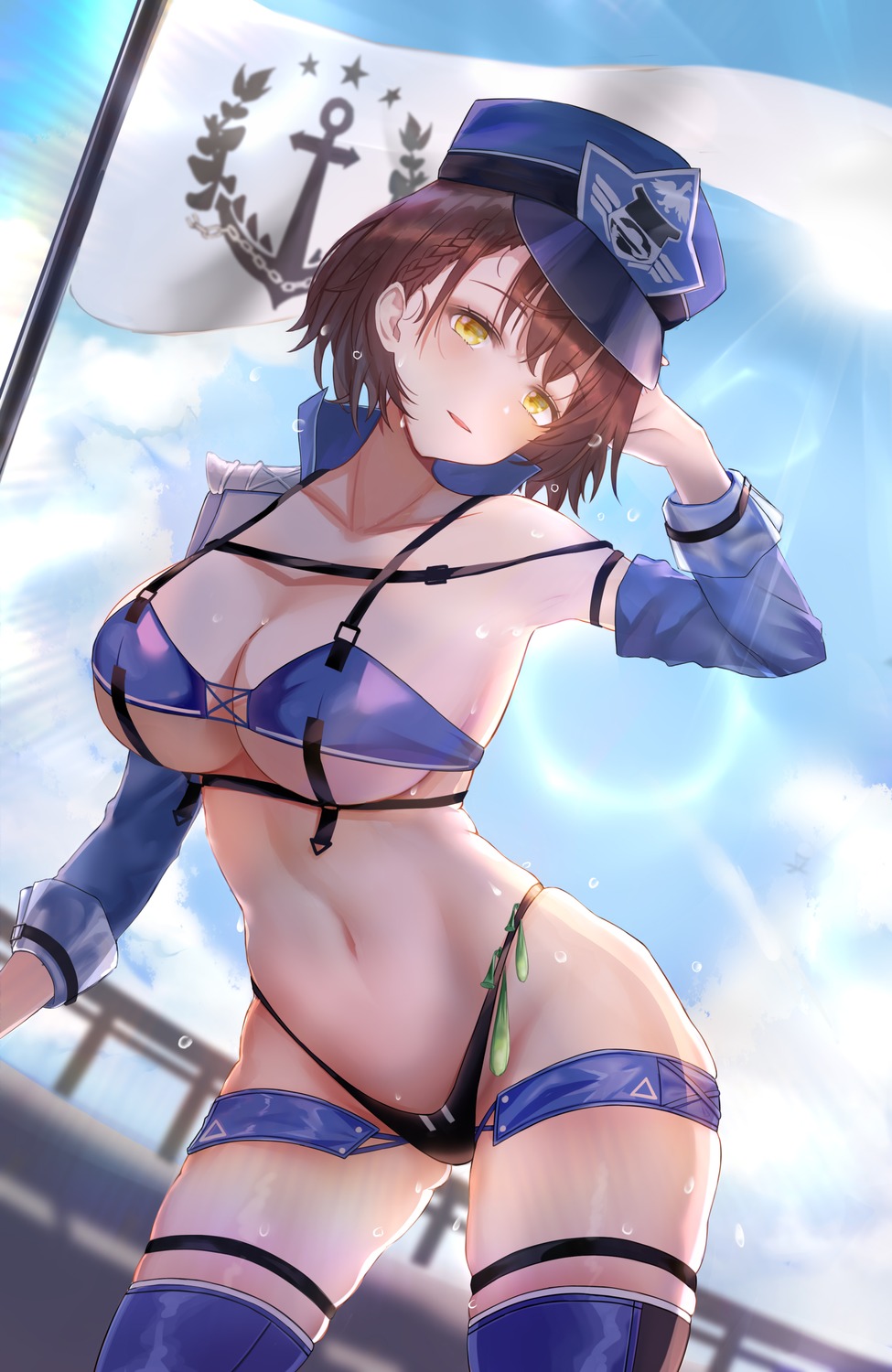 azur_lane baltimore_(azur_lane) bikini cum garter koinowana swimsuits thighhighs uniform