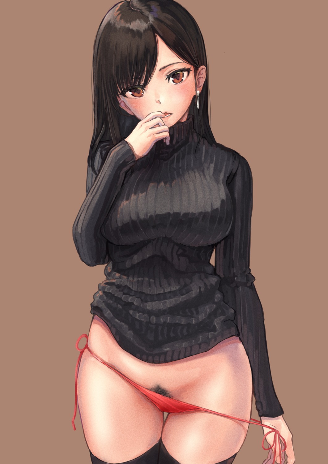 final_fantasy final_fantasy_vii iwakura_hana pantsu panty_pull pubic_hair string_panties sweater thighhighs tifa_lockhart undressing