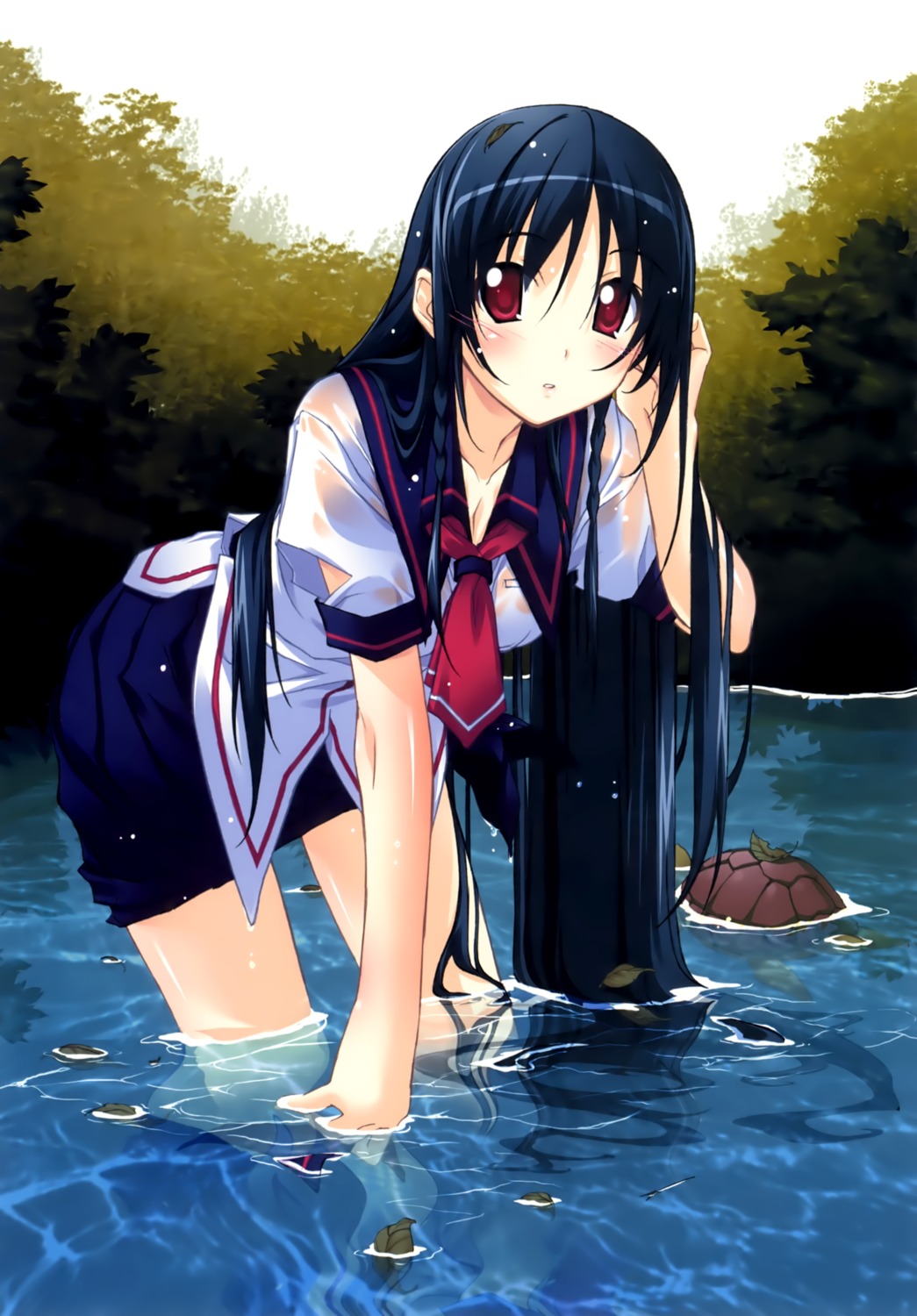 hata_seika hitoyume kurashima_tomoyasu see_through seifuku wet_clothes