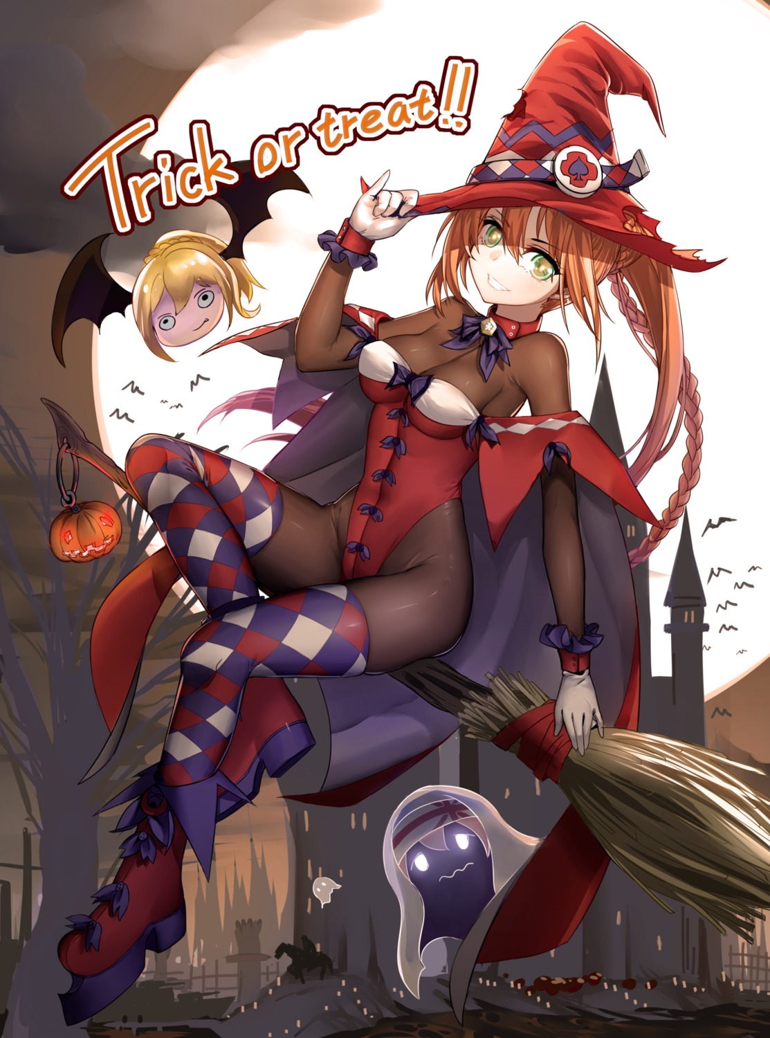 bodysuit halloween onceskylark thighhighs witch york_(zhanjianshaonv) zhanjianshaonv