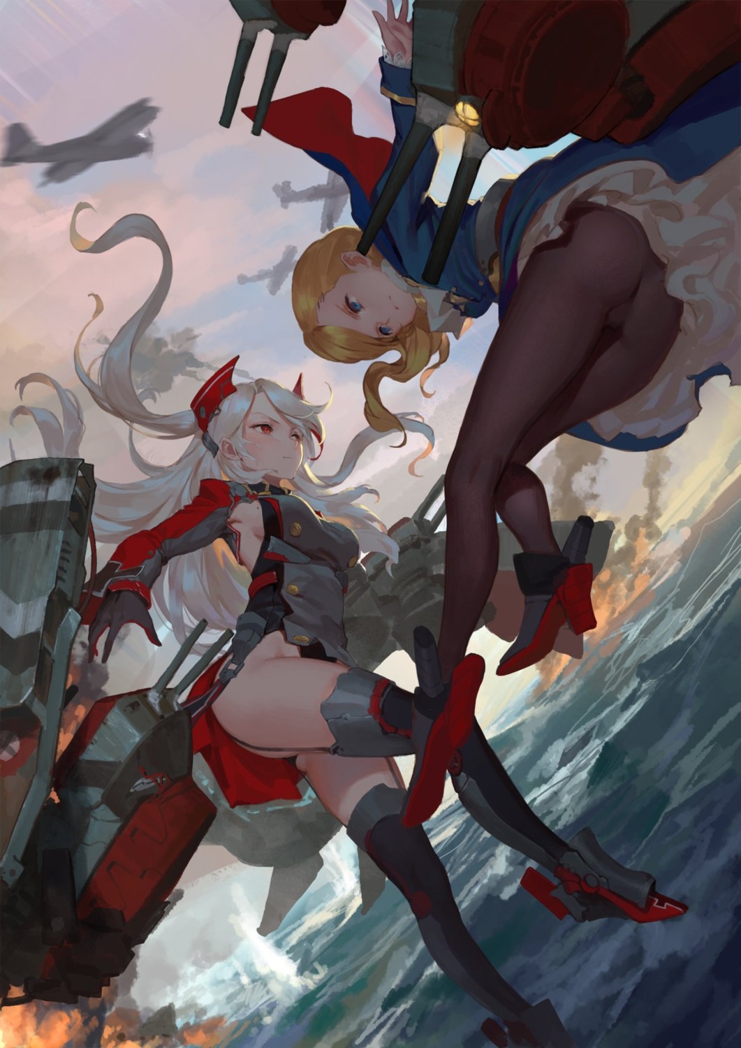 ass azur_lane cancer_(zjcconan) heels hood_(azur_lane) leotard pantyhose prinz_eugen_(azur_lane) stockings thighhighs uniform