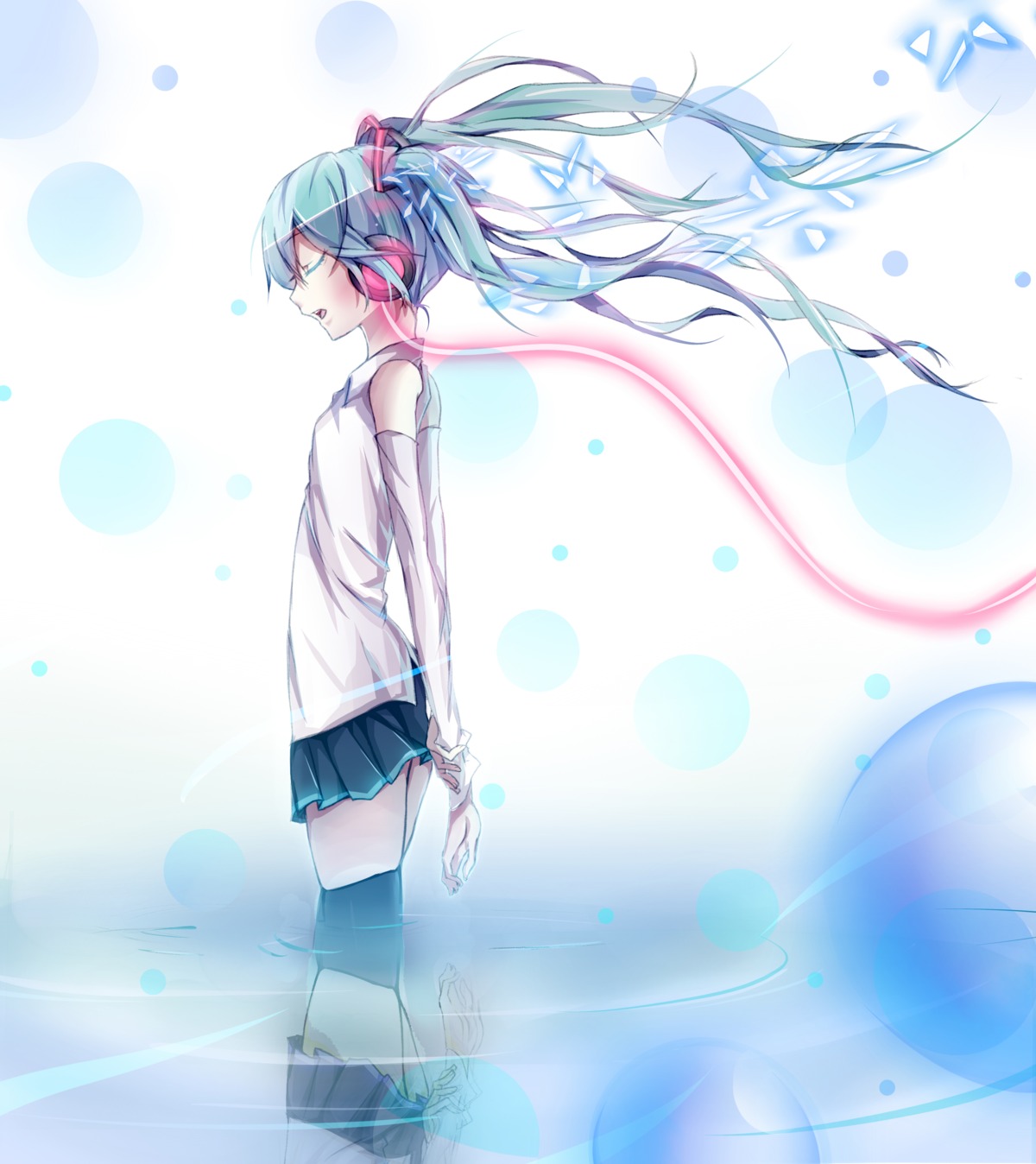 hatsune_miku headphones paparins thighhighs vocaloid