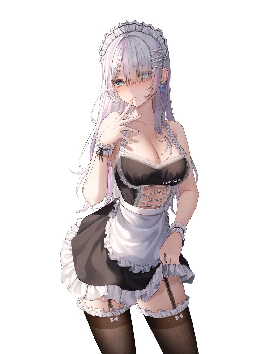 ame_816 maid skirt_lift stockings thighhighs