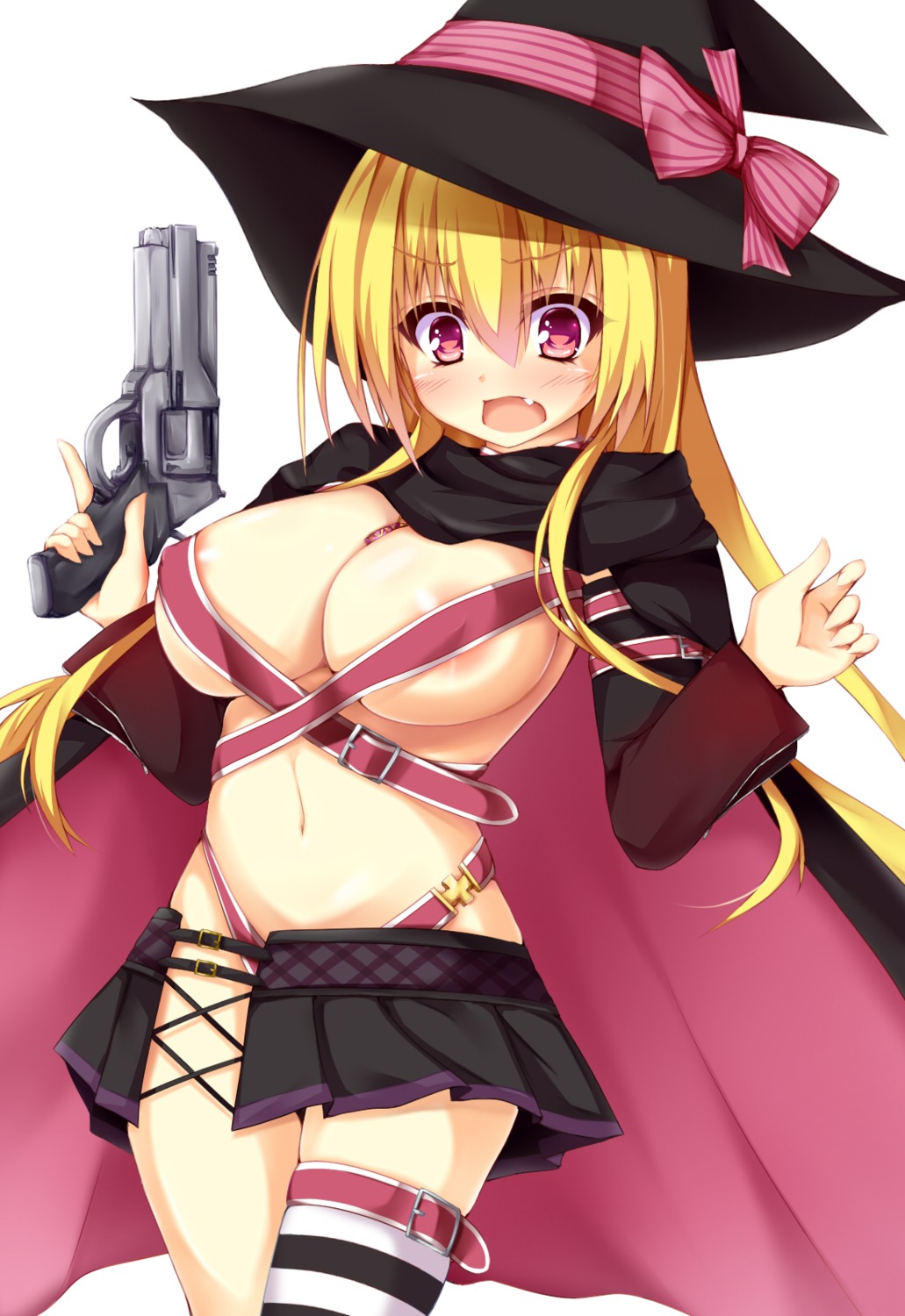 areola ayachi_nene cosplay dracu-riot! garter gun komatsubara_ringo_(artist) naked_ribbon nicola_cepheus sanoba_witch thighhighs witch