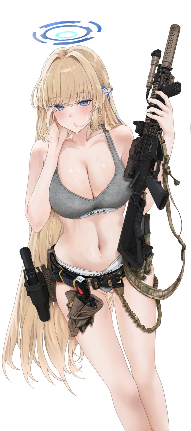 asuma_toki blue_archive bra fte_(fifteen_199) gun halo pantsu thong