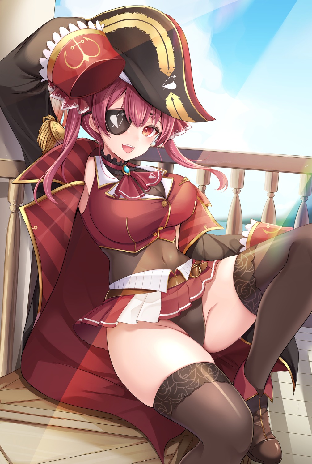 eyepatch hololive houshou_marine leotard miyagi_ratona pirate thighhighs