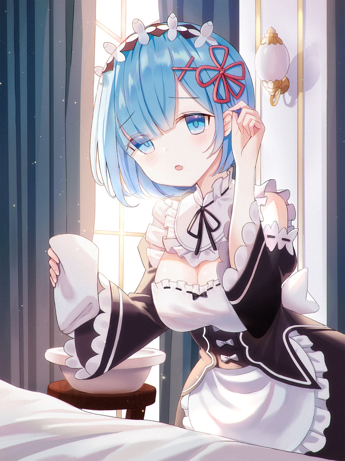 cleavage iren maid re_zero_kara_hajimeru_isekai_seikatsu rem_(re_zero)