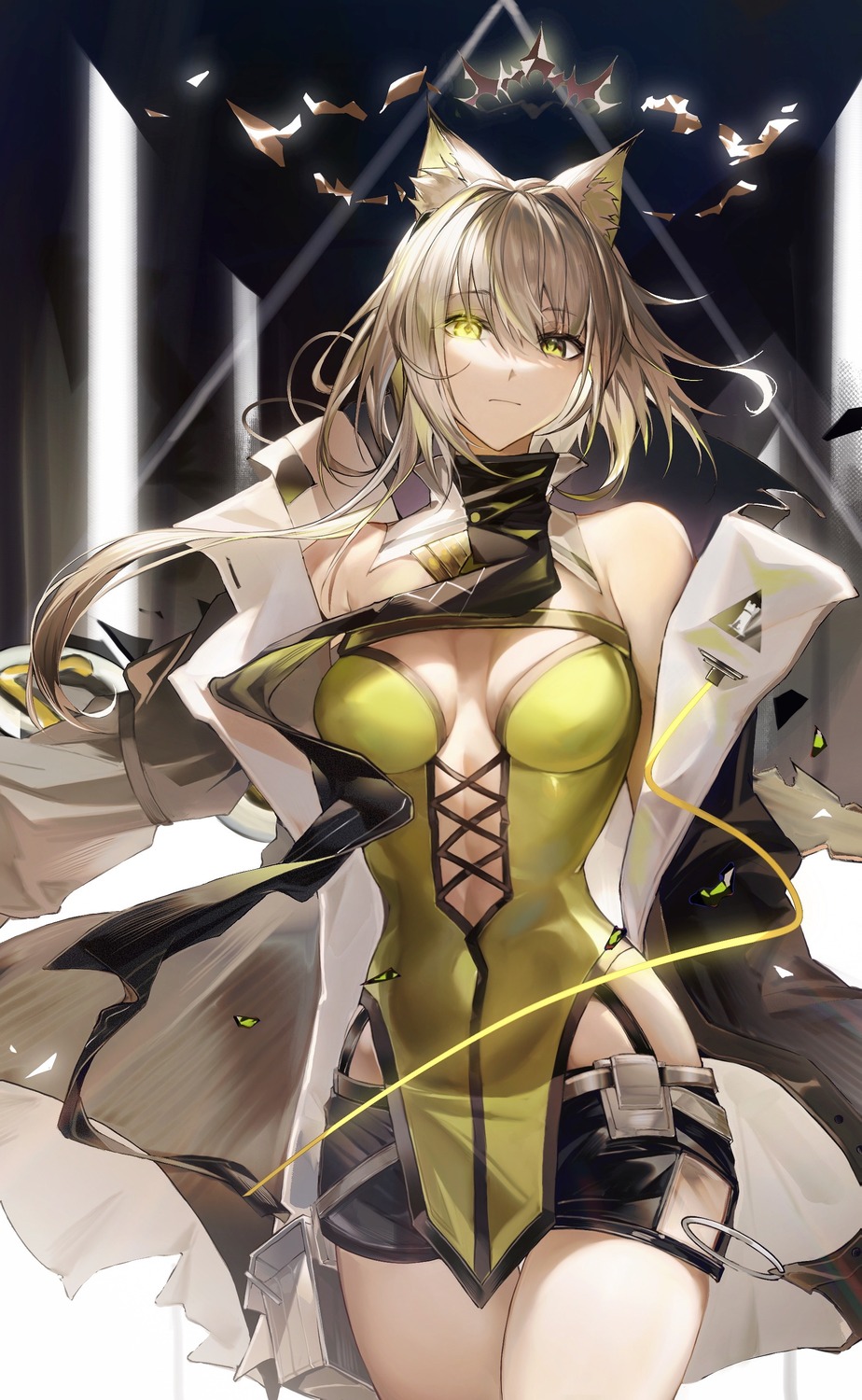 animal_ears arknights kal'tsit_(arknights) no_bra tabayashi