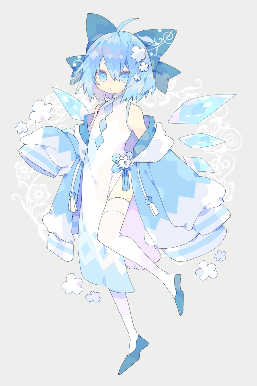 chinadress cirno nikorashika thighhighs touhou wings