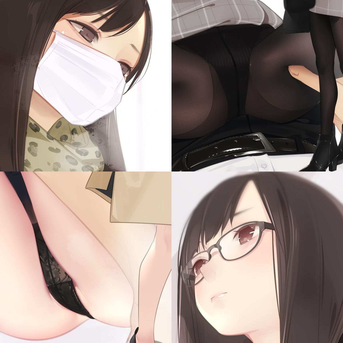 ama_mitsuki heels megane pantsu pantyhose skirt_lift