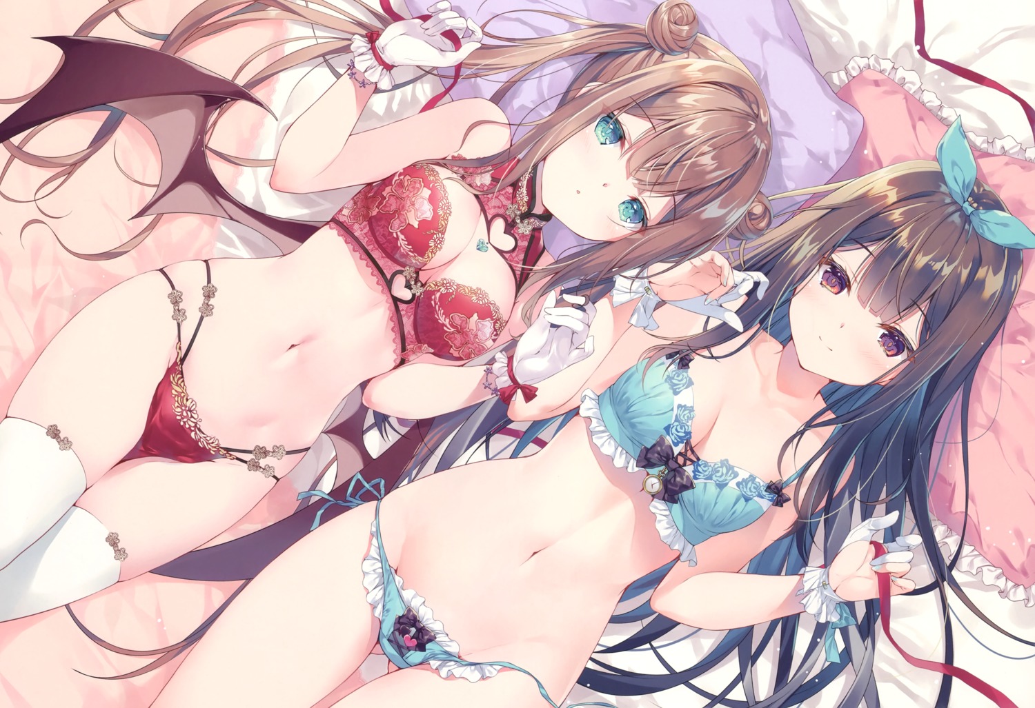 bra chinadress lingerie miwabe_sakura pantsu pion string_panties thighhighs wings