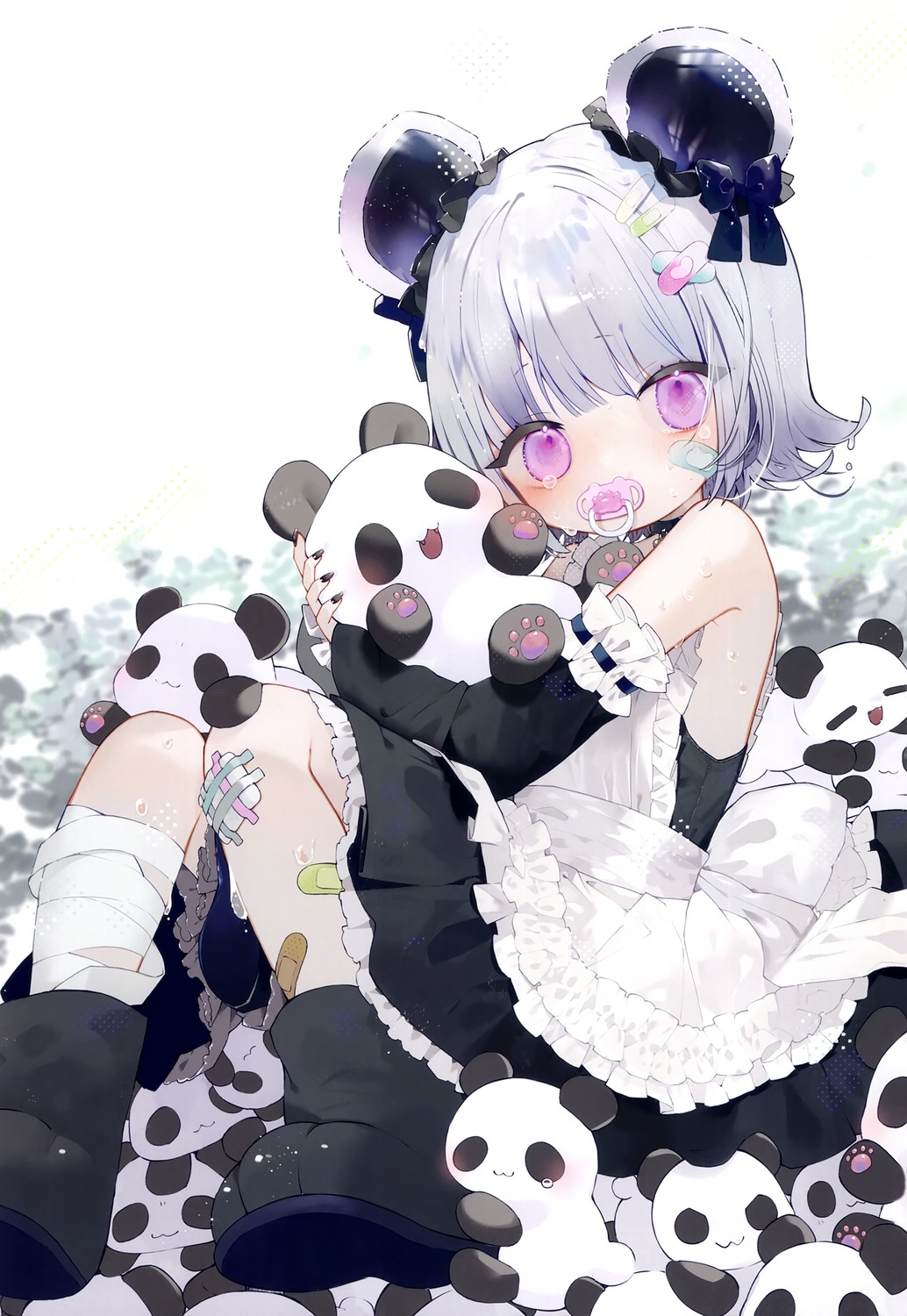 animal_ears bandaid komeko_meko maid meroremo