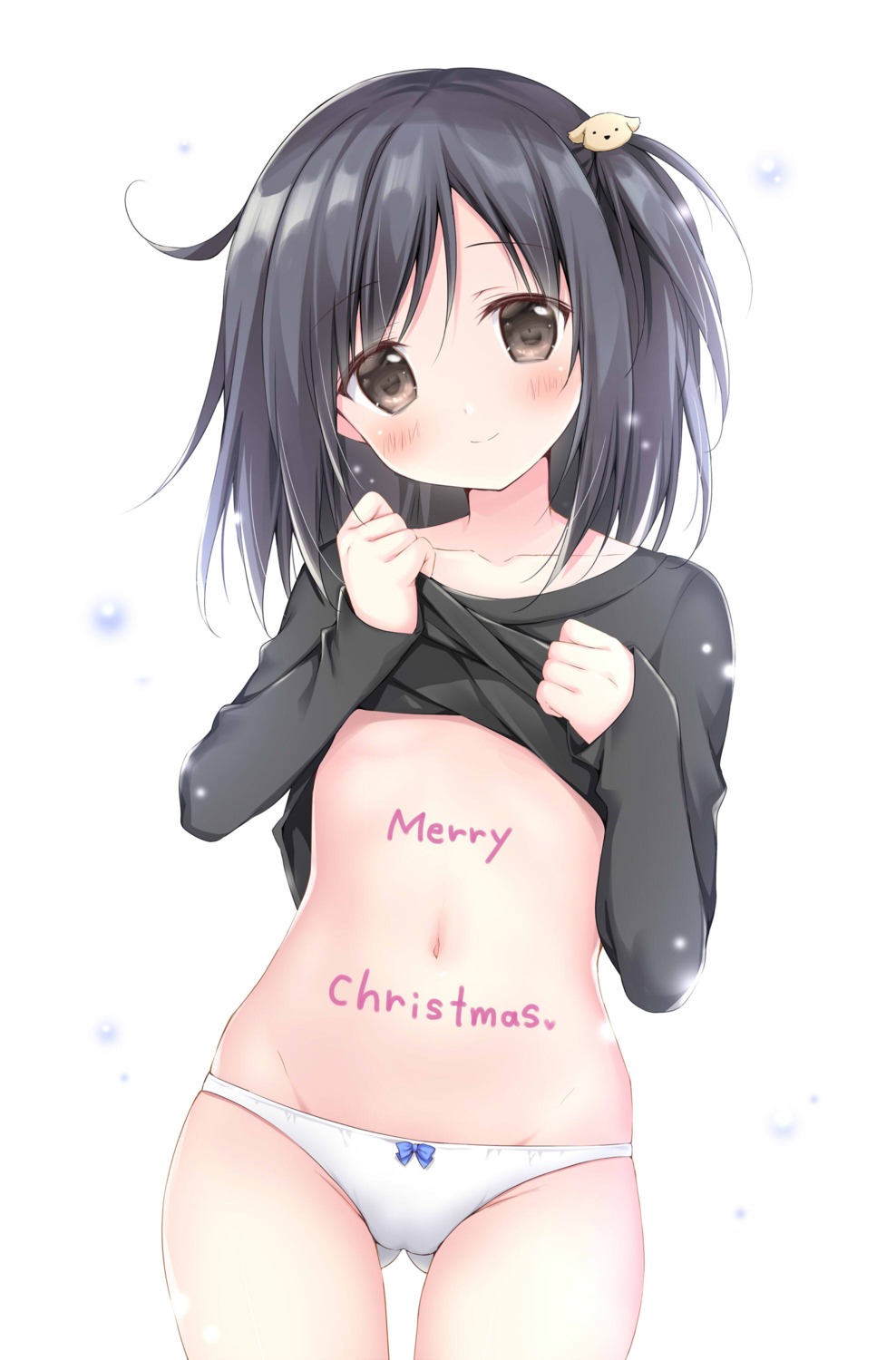 cameltoe christmas korie_riko loli no_bra pantsu shirt_lift undressing