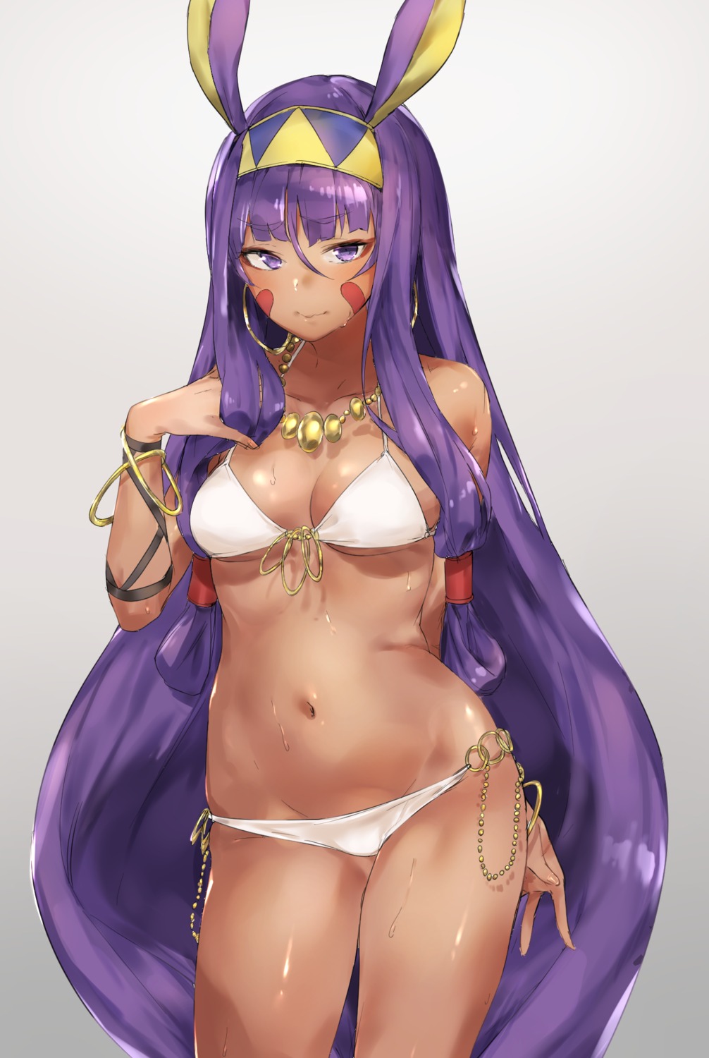 animal_ears bikini bunny_ears cleavage fate/grand_order nitocris_(fate/grand_order) swimsuits underboob yakitomeito