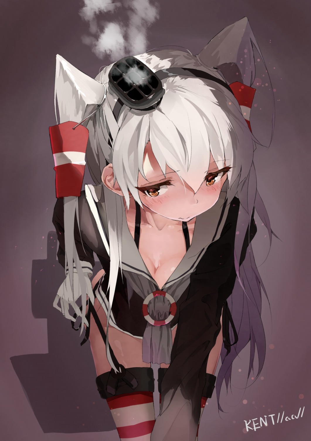 amatsukaze_(kancolle) cleavage kantai_collection kentia stockings thighhighs