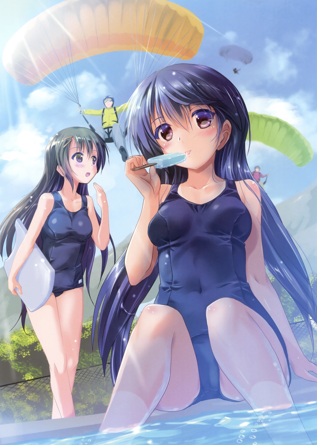 cameltoe komatsu_e-ji school_swimsuit swimsuits tan_lines wet