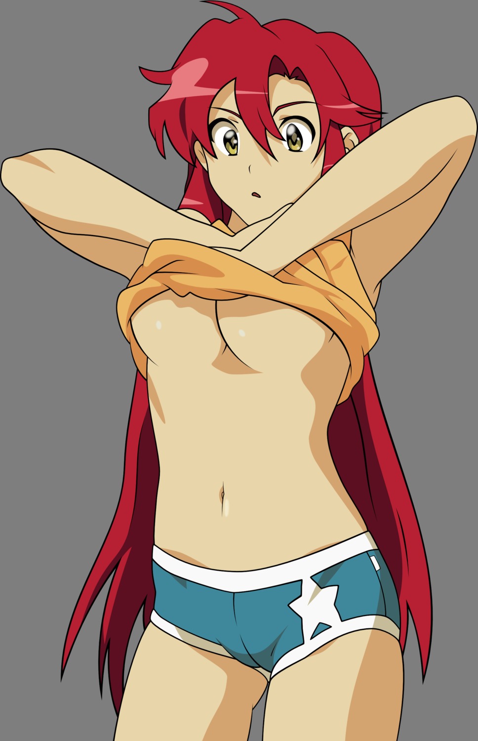 no_bra shirt_lift tengen_toppa_gurren_lagann transparent_png underboob vector_trace yoko