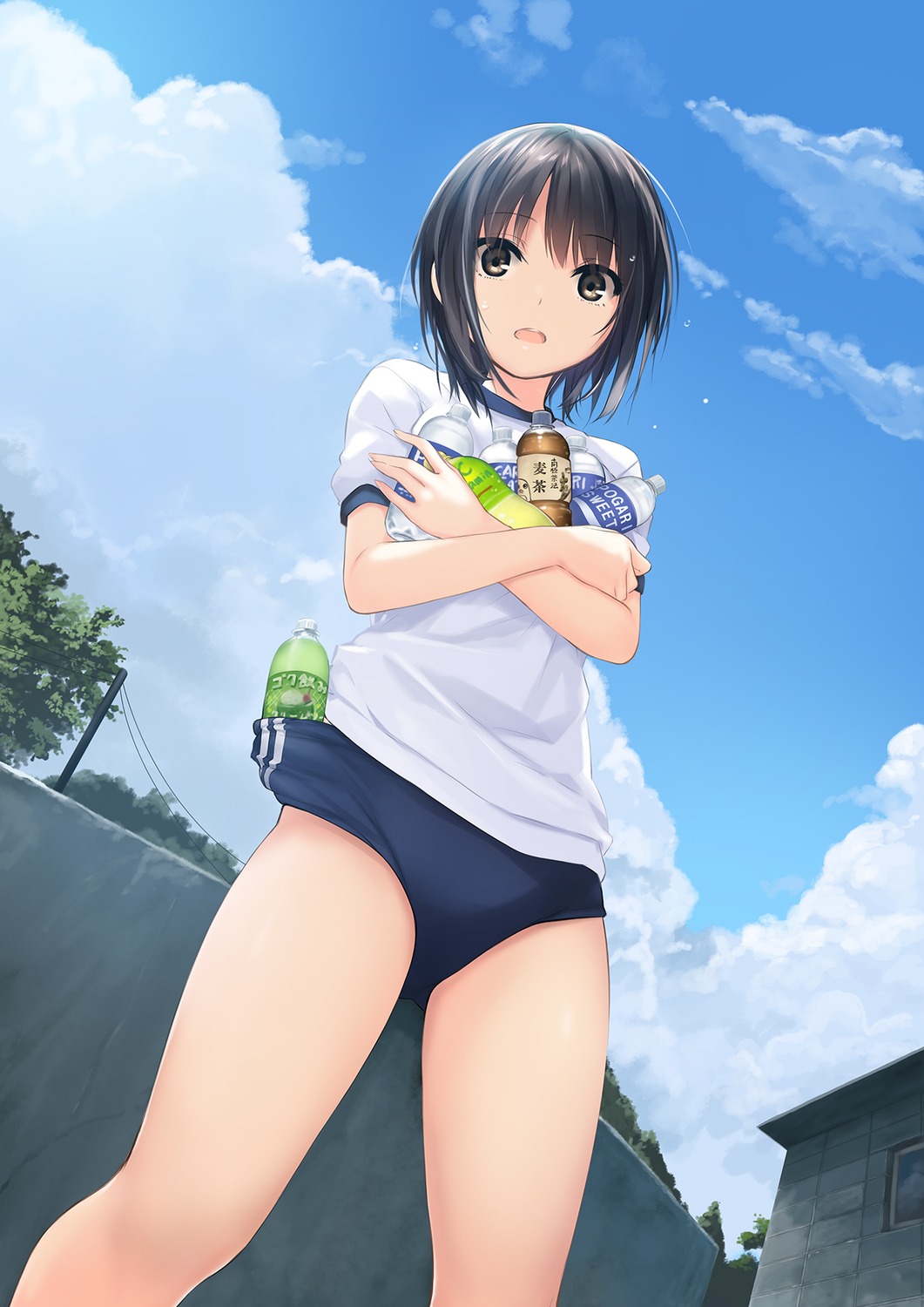 aoyama_sumika breast_hold buruma coffee-kizoku gym_uniform