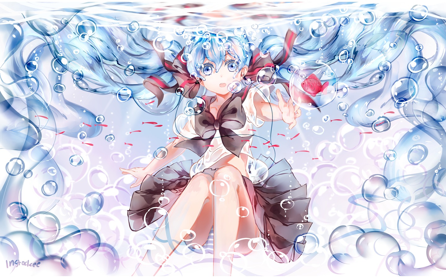 bottle_miku hatsune_miku instockee. pantsu seifuku shimapan vocaloid