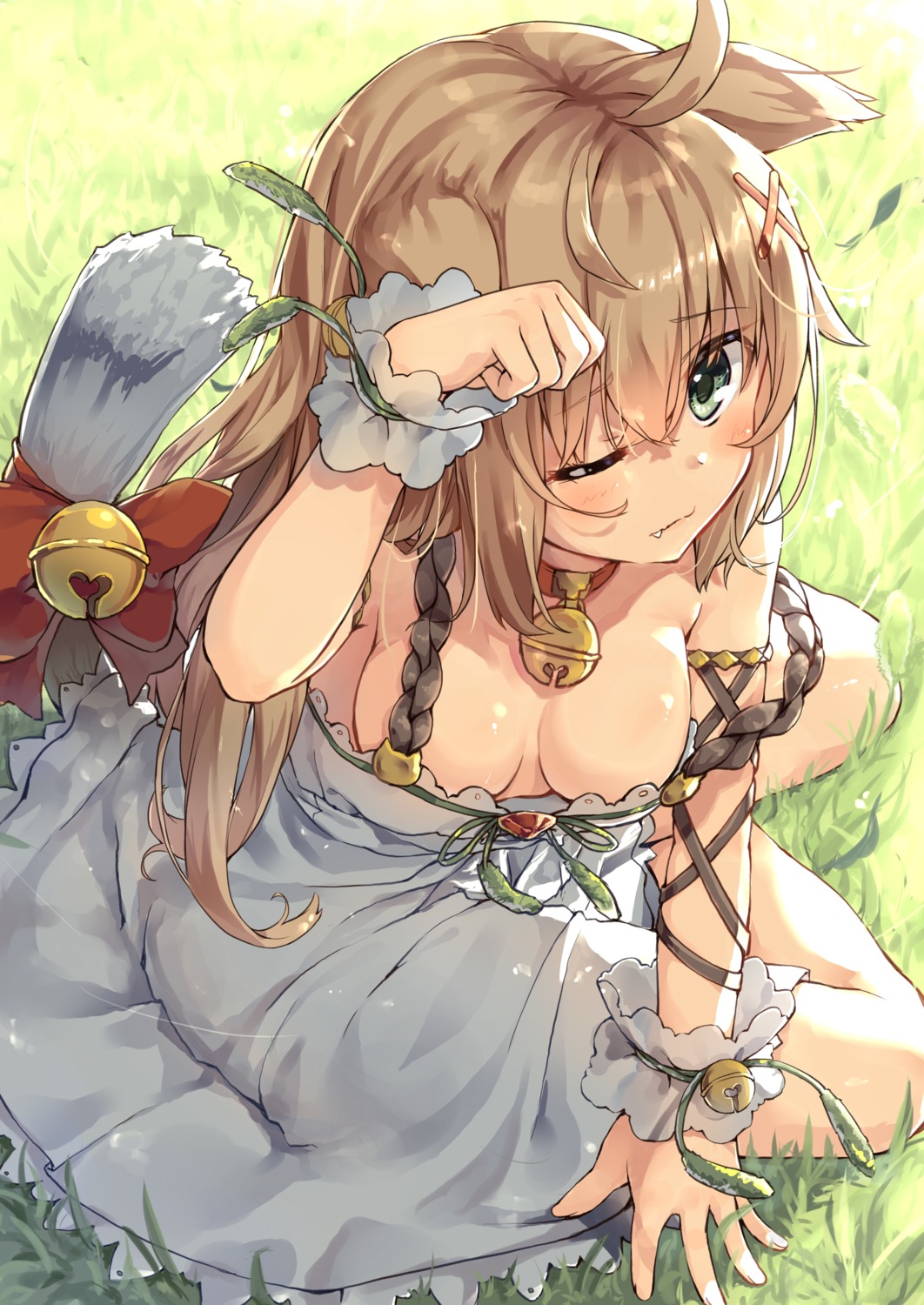 animal_ears cleavage dress no_bra ruma_imaginary tail