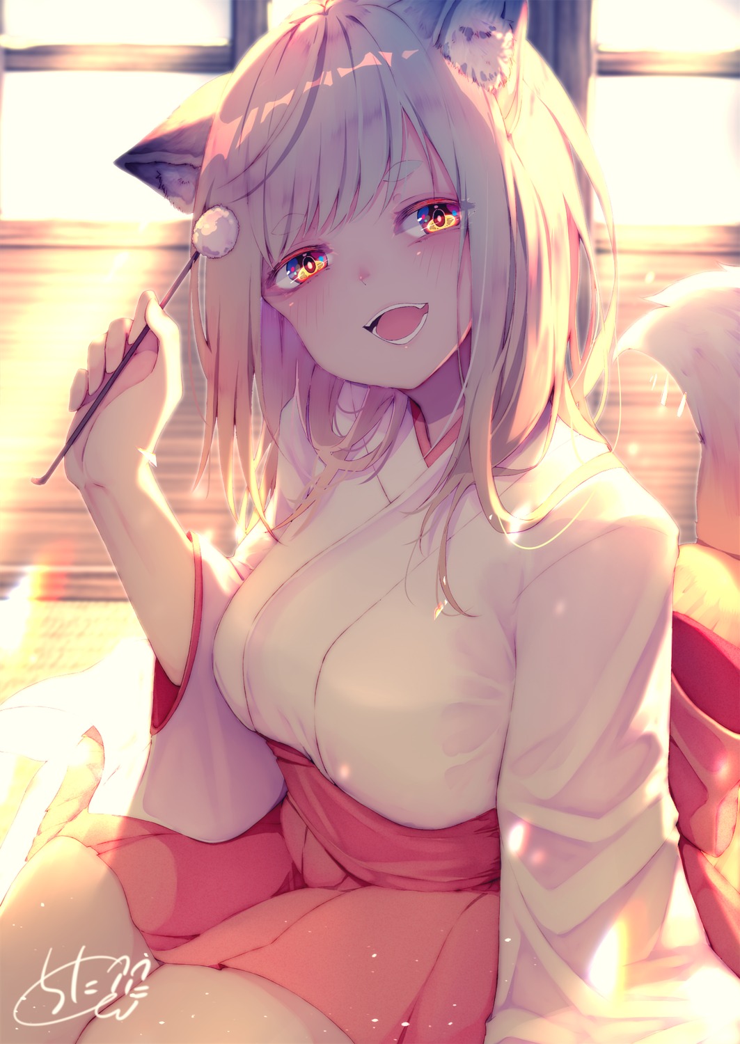 animal_ears chita_(ketchup) japanese_clothes kitsune tail