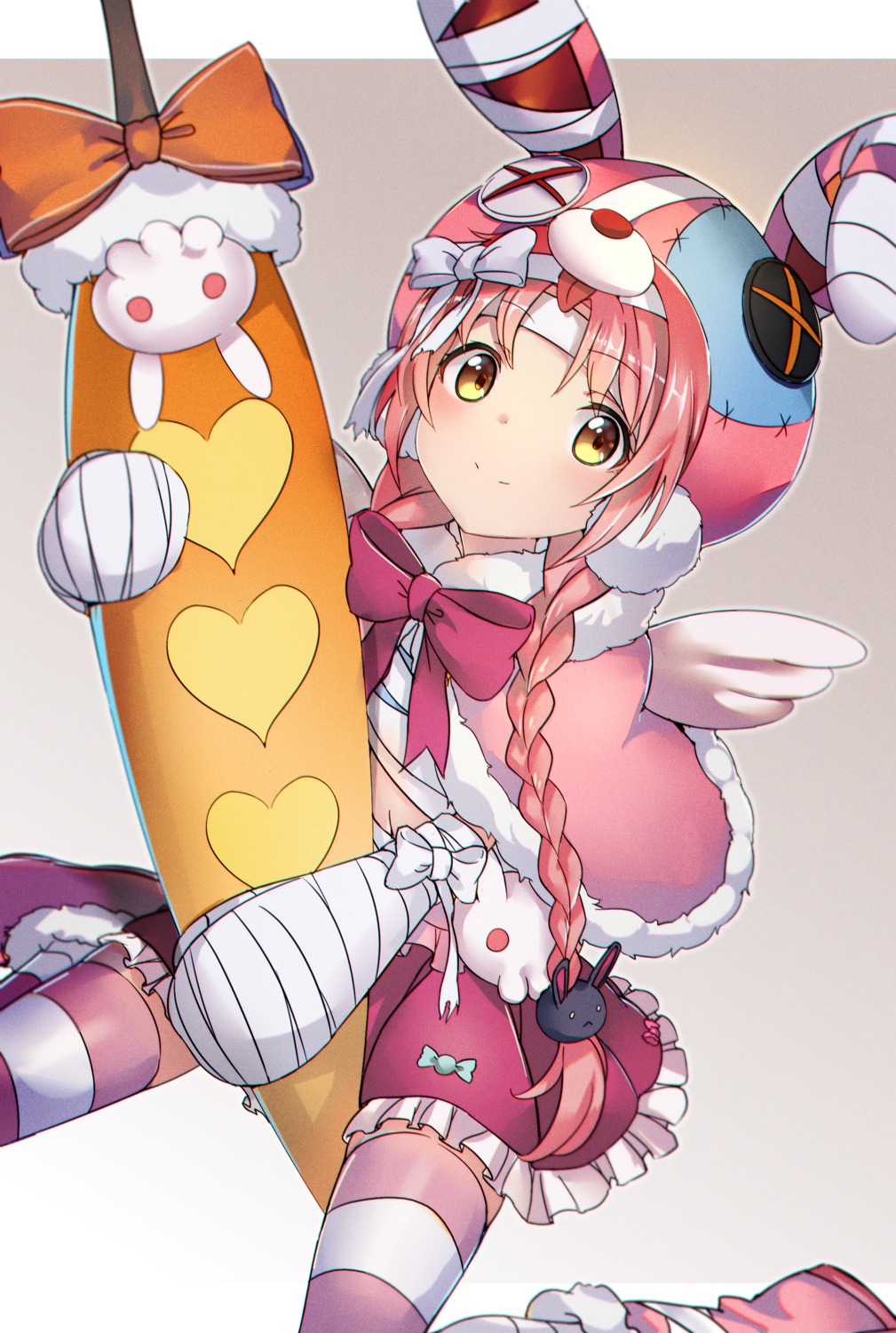 akane_mimi animal_ears bandages bunny_ears kure_(kure_ng) princess_connect princess_connect!_re:dive thighhighs wings