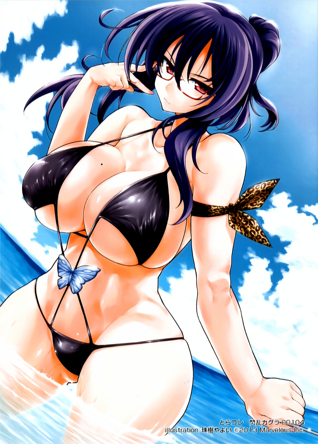 bikini cleavage megane senran_kagura sling_bikini suzune_(senran_kagura) swimsuits tamaki_yayoi