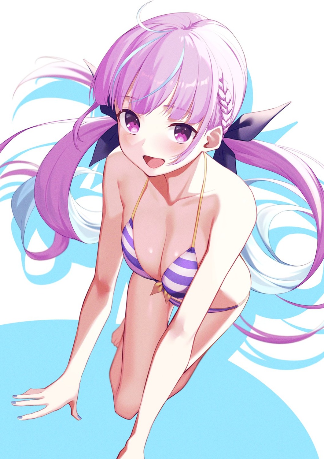 bikini cleavage hololive kuen_(kuennn12) minato_aqua swimsuits