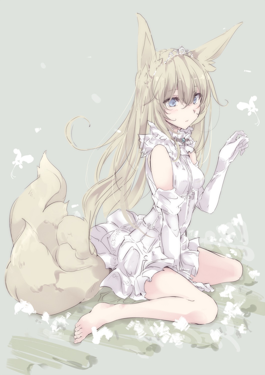 animal_ears dress feet kitsune tail touma_kisa