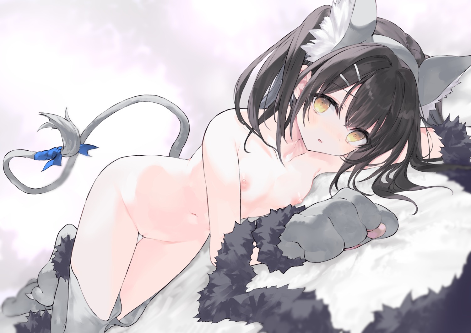 animal_ears fate/kaleid_liner_prisma_illya fate/stay_night loli miyu_edelfelt naked nana_(luna_berry) nipples pussy tail thighhighs uncensored