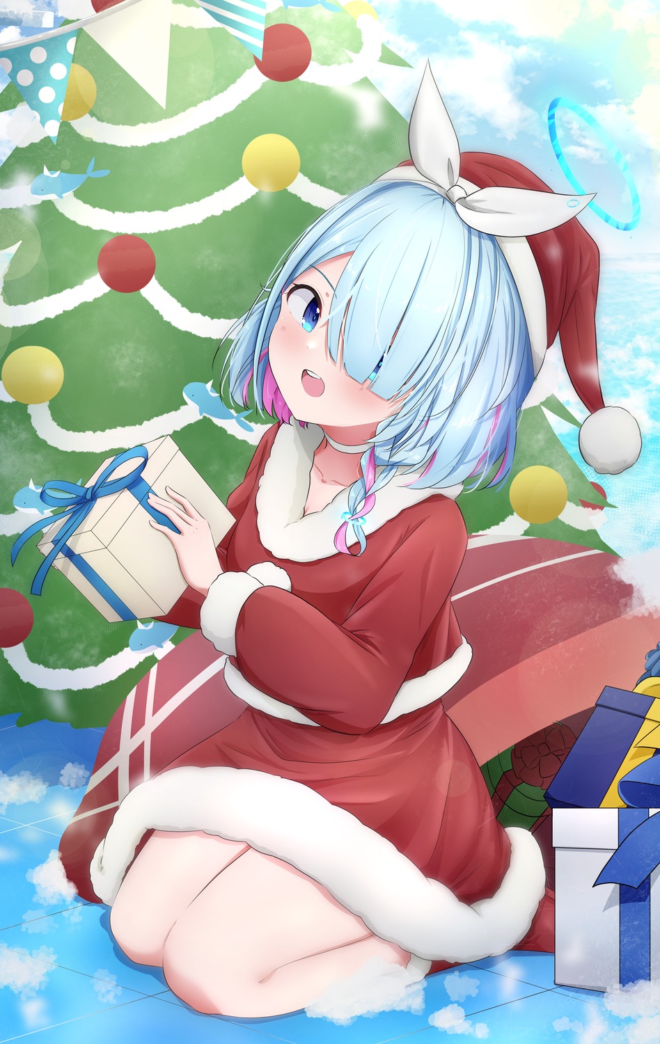 arona_(blue_archive) blue_archive christmas dress halo morupeusu