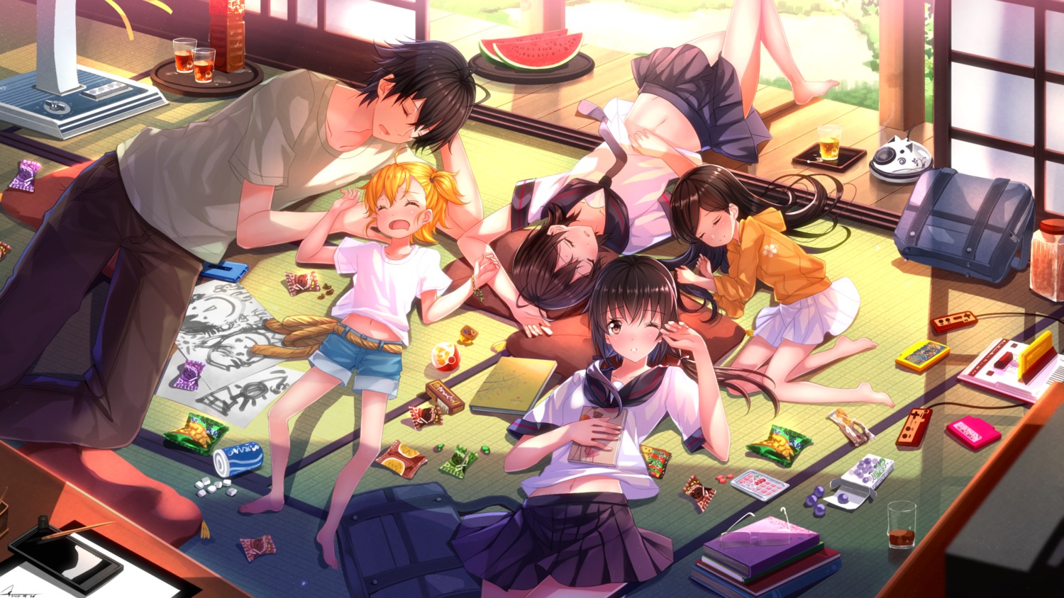 arai_tamako barakamon handa_seishuu kotoishi_naru kubota_hina megane seifuku swordsouls yamamura_miwa