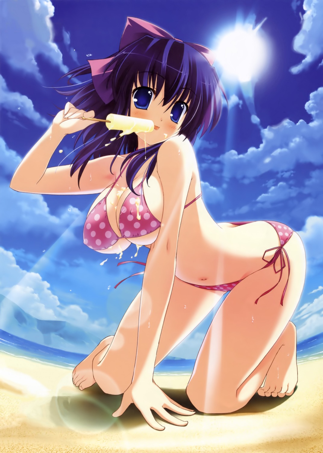 bikini cleavage cream erect_nipples itou_life marginal_skip moonstone sakyou_miyako swimsuits