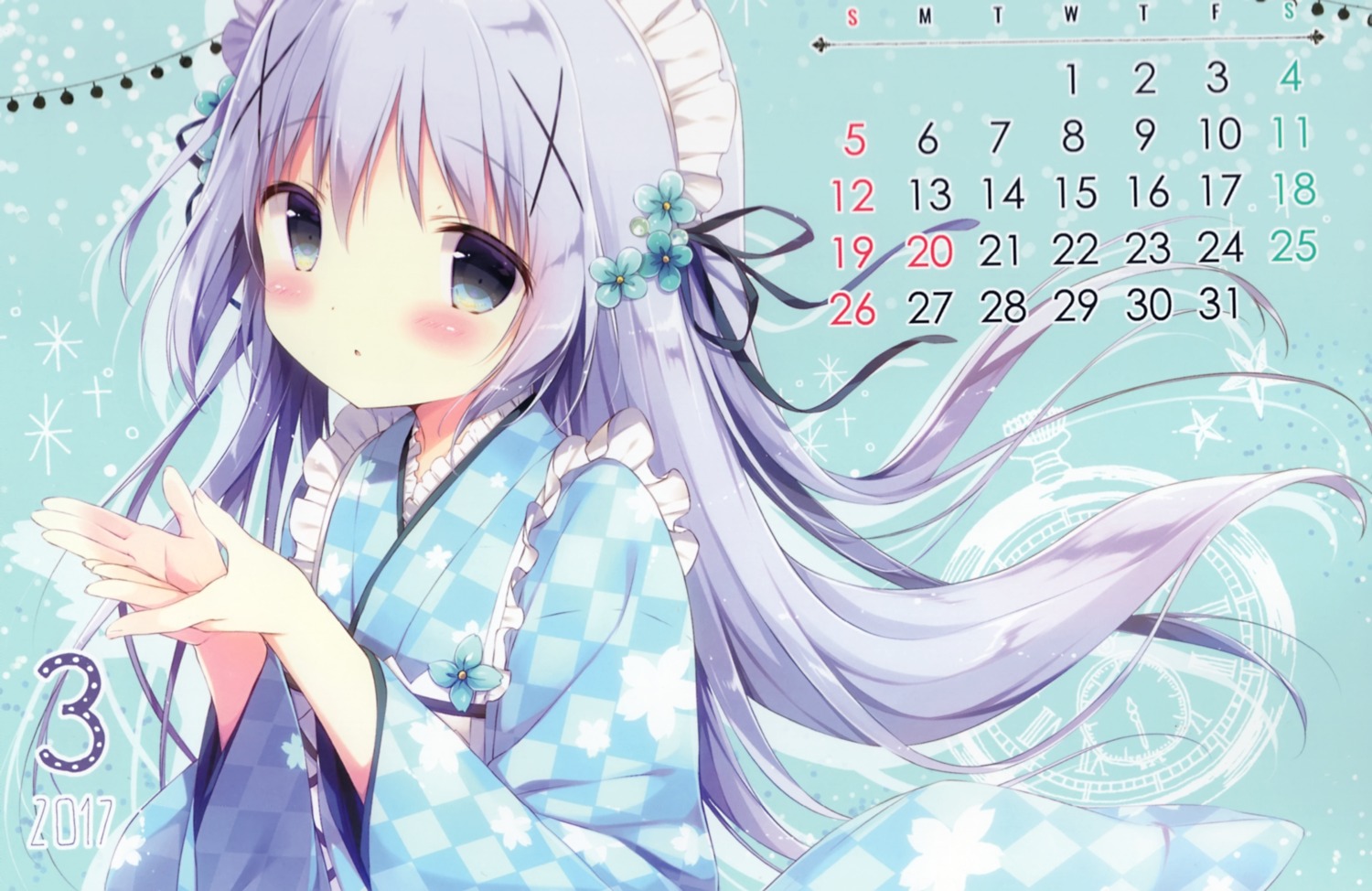 calendar gochuumon_wa_usagi_desu_ka? kafuu_chino maid shiratama shiratamaco wa_maid