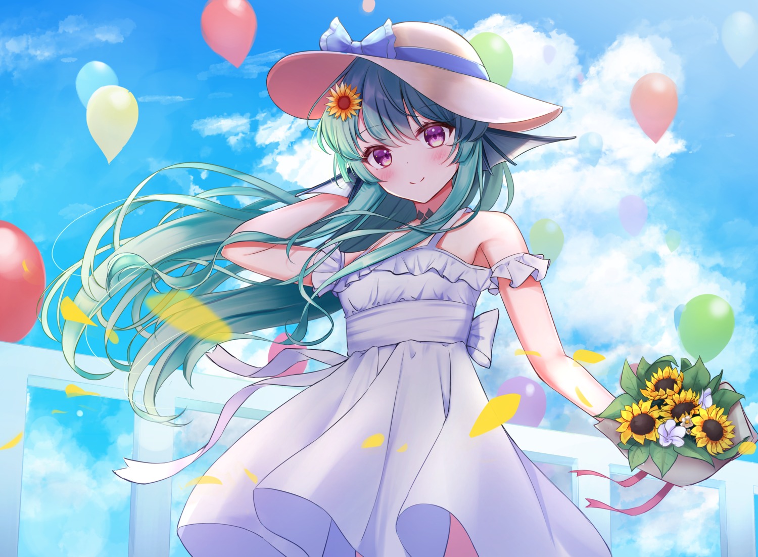 dress nijisanji nijisanji_en ryuuguu_finana skirt_lift summer_dress ustn