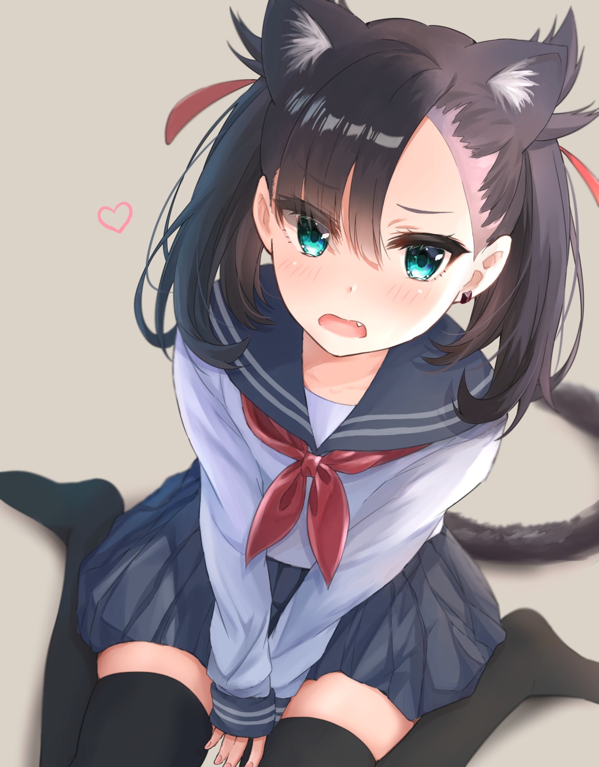 animal_ears haru_(re_ilust) mary_(pokemon) nekomimi pokemon pokemon_swsh seifuku tail thighhighs