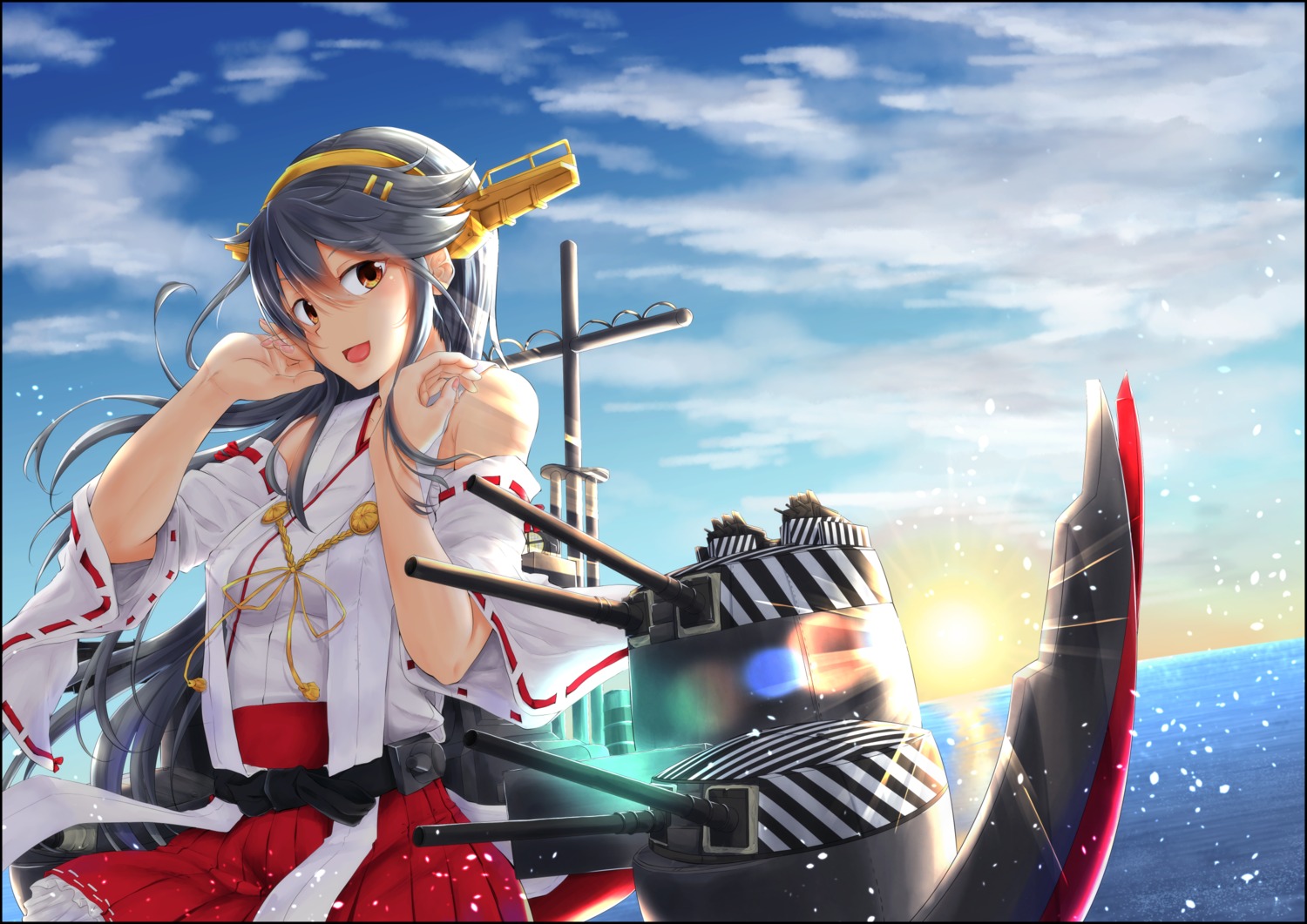 haruna_(kancolle) japanese_clothes kantai_collection kuromu weapon