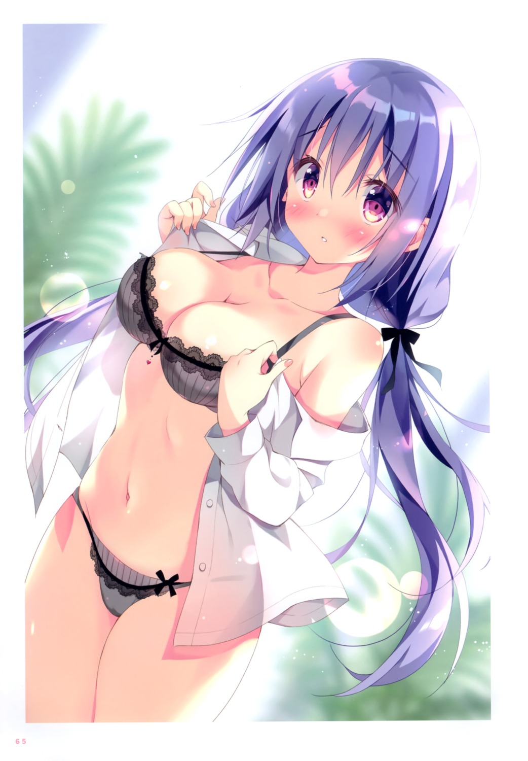 bra cleavage dress_shirt open_shirt pan pantsu uta_(pan)