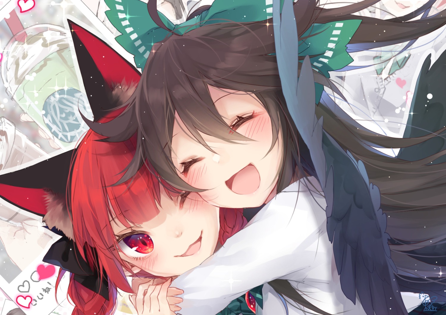 animal_ears kaenbyou_rin reiuji_utsuho touhou toutenkou wings