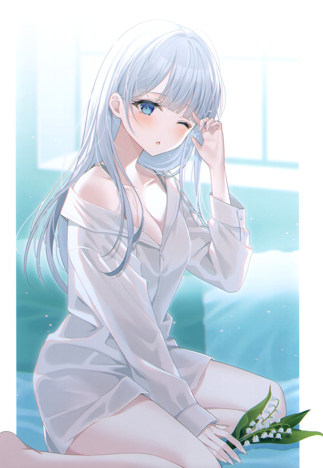 dress_shirt misanga_(myusha) myusha no_bra