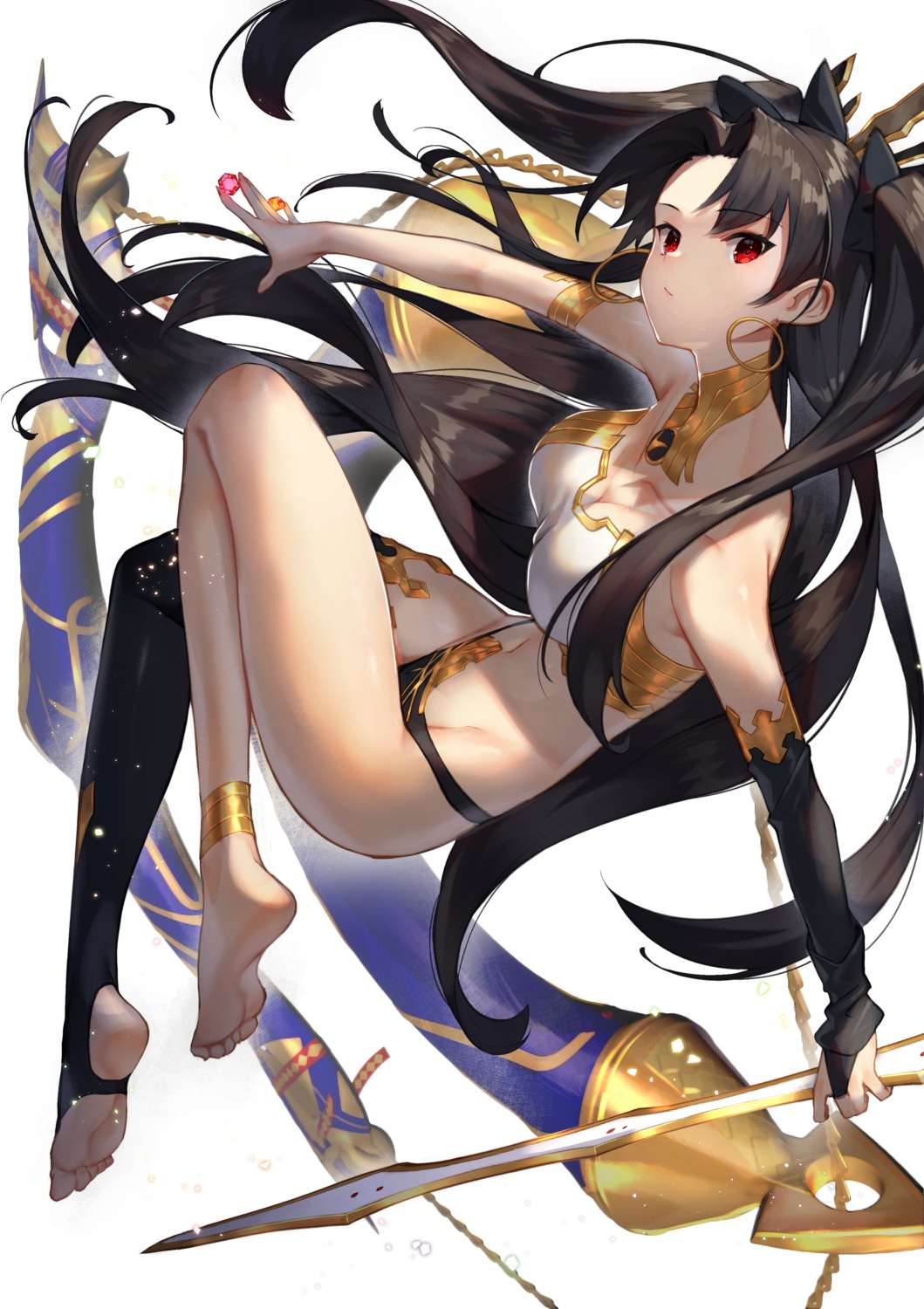 bikini_armor cleavage fate/grand_order feet ishtar_(fate/grand_order) scottie thighhighs weapon