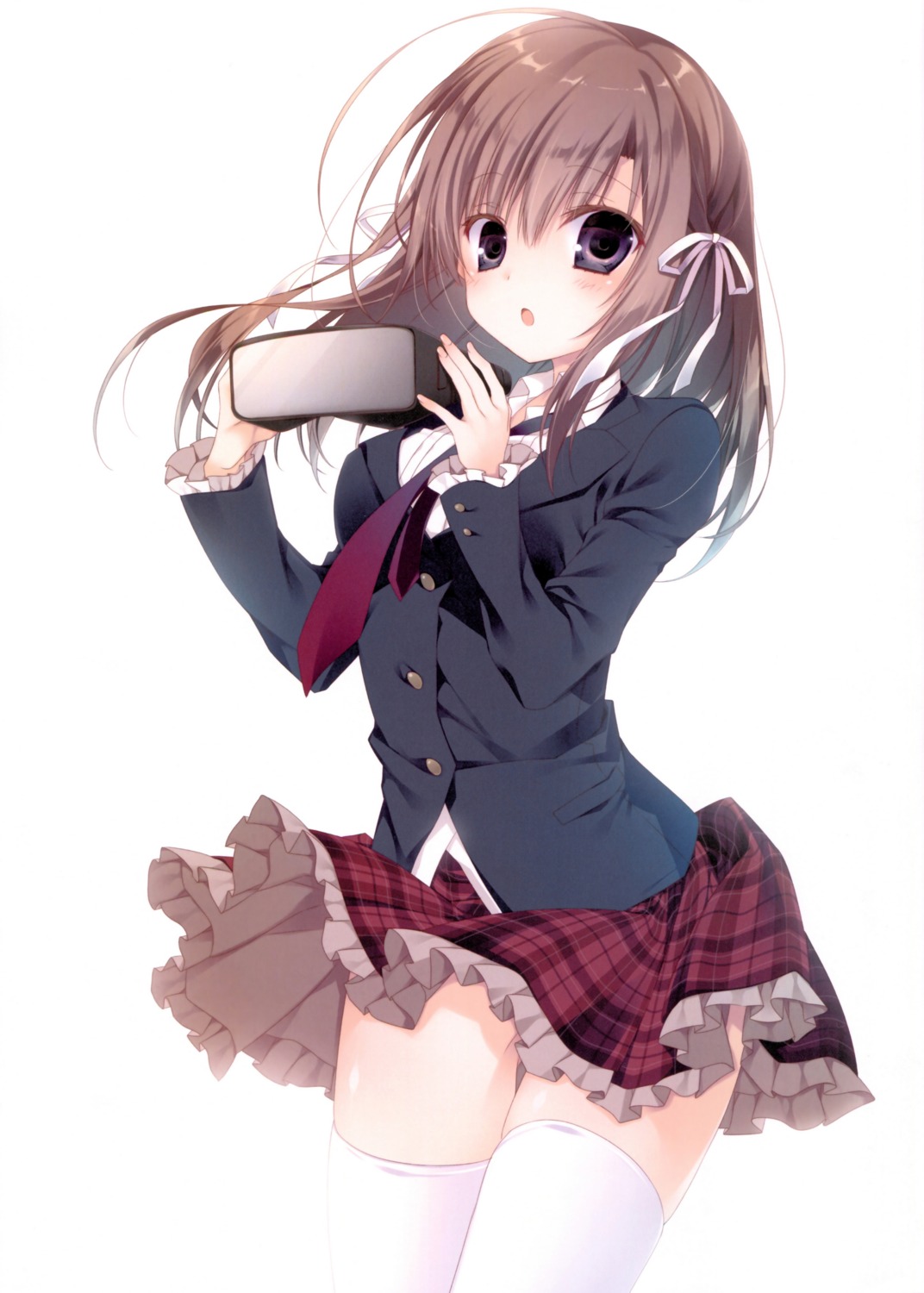 inugami_kira overfiltered seifuku skirt_lift thighhighs