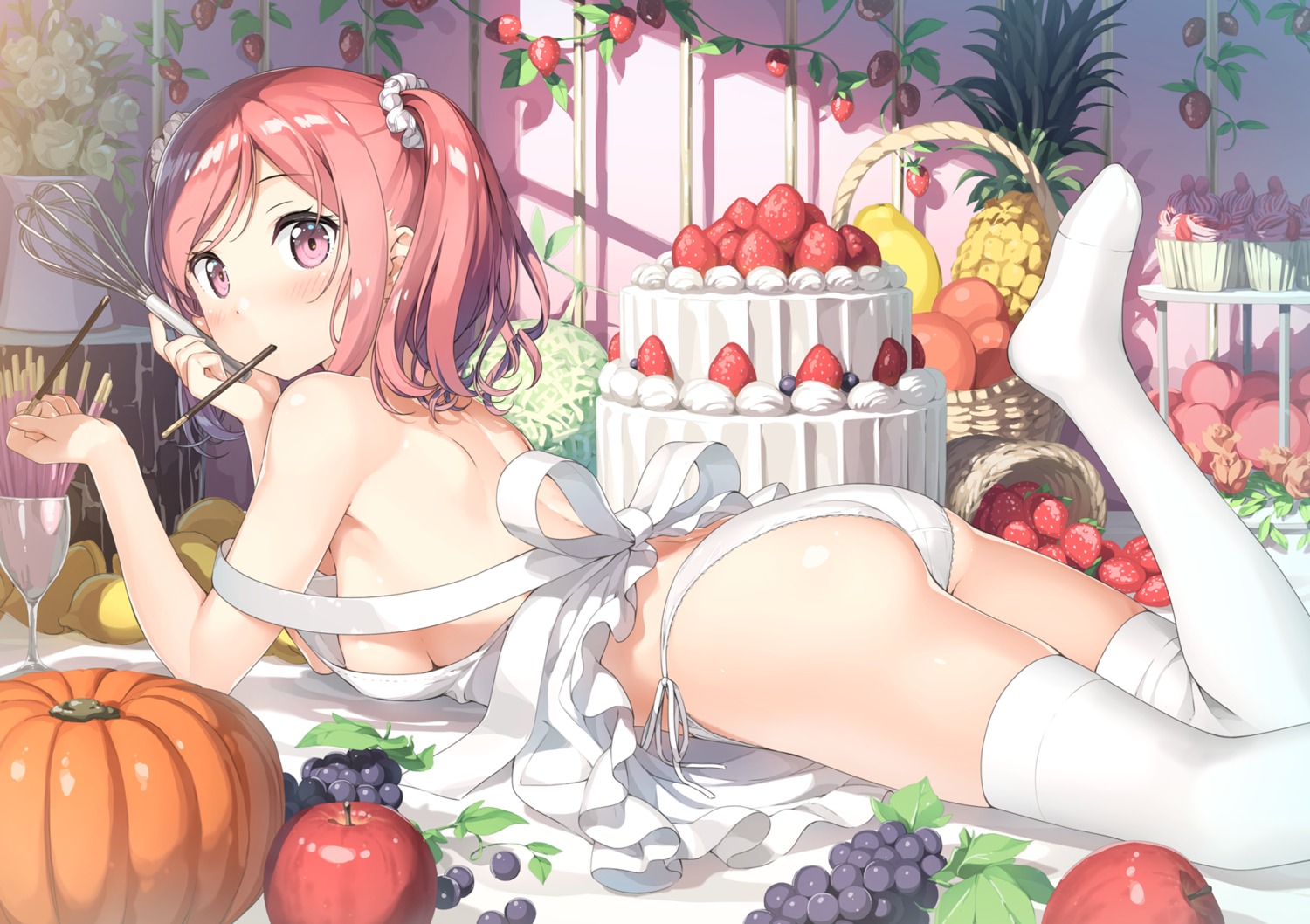 5_nenme_no_houkago ass feet kantoku kurumi_(kantoku) naked_apron no_bra pantsu string_panties thighhighs