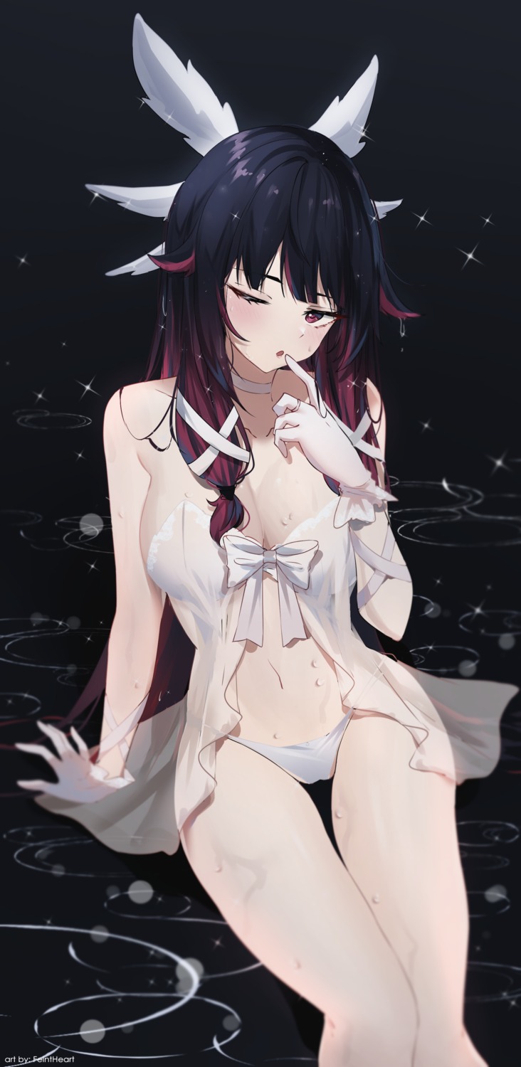 columbina feint721 genshin_impact lingerie no_bra pantsu see_through wet