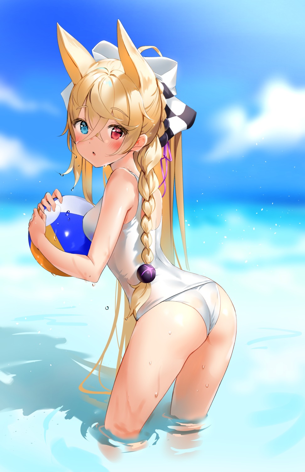 animal_ears ass g41_(girls_frontline) girls_frontline heterochromia marmoset0 school_swimsuit swimsuits wet