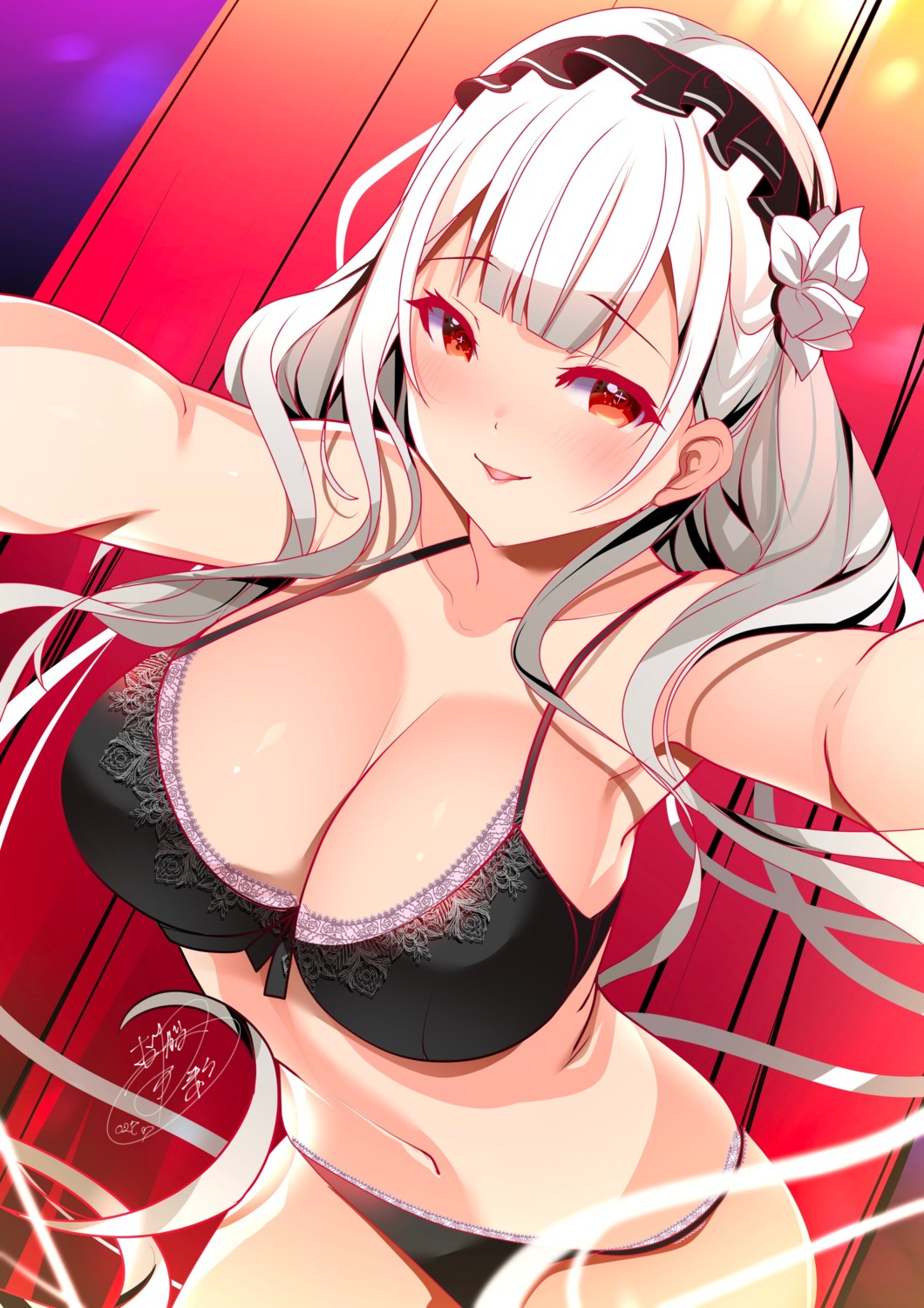 azur_lane bra origami_aya pantsu scylla_(azur_lane) selfie